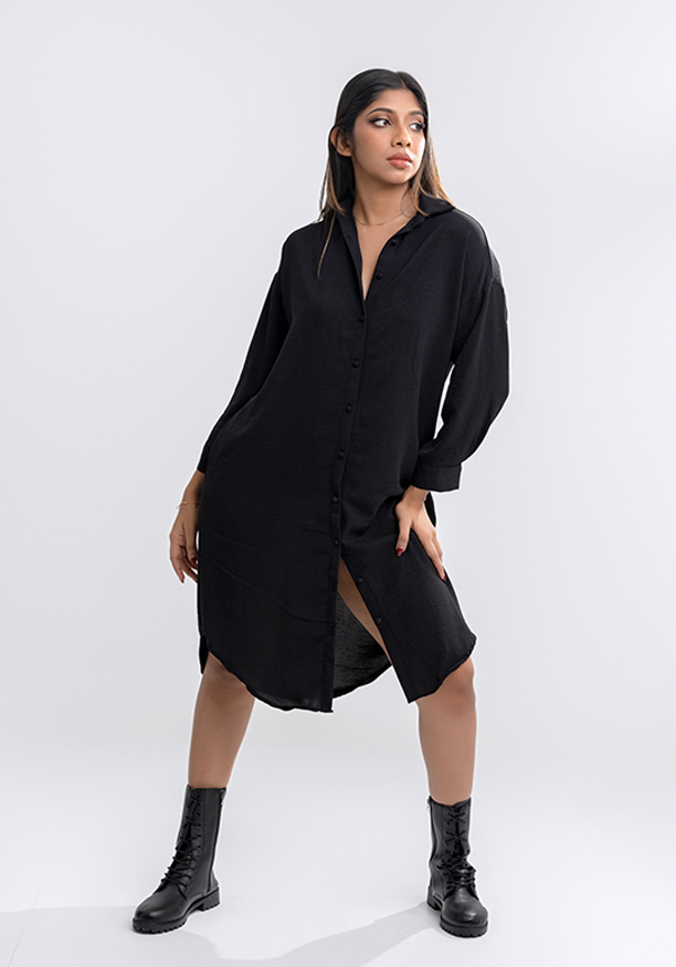 RUTH LONG SLEEVE BLACK DRESS